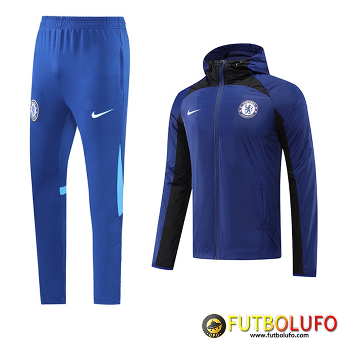 Chaqueta Con Capucha Chandal Rompevientos FC Chelsea Negro/Azul 2022/2023