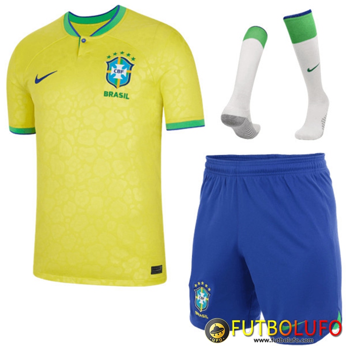 Camisetas De Futbol Brasil Primera (Cortos + Calcetines) Copa Del Mundo 2022
