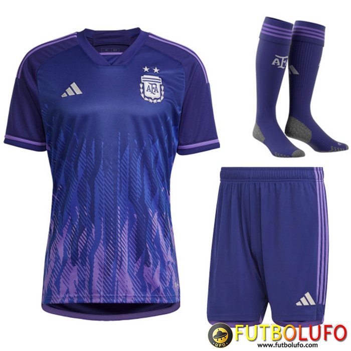 Camisetas De Futbol Argentina Segunda (Cortos + Calcetines) Copa Del Mundo 2022