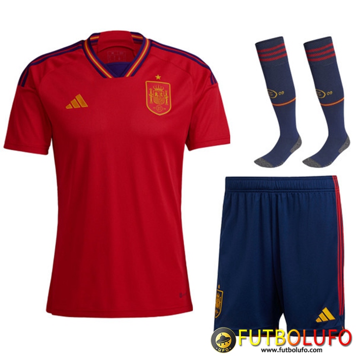 Camisetas De Futbol España Primera (Cortos + Calcetines) Copa Del Mundo 2022