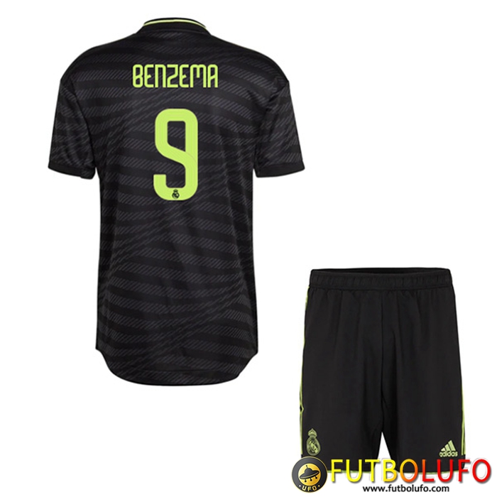 Camisetas De Futbol Real Madrid (BENZEMA #9) Ninos Tercera 2022/2023