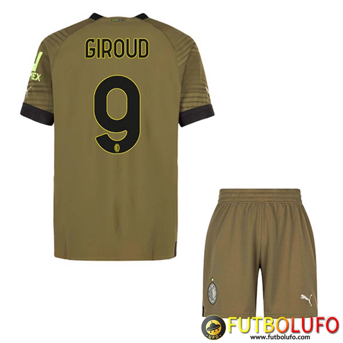 Camisetas De Futbol AC Milan (GIROUD #9) Ninos Tercera 2022/2023