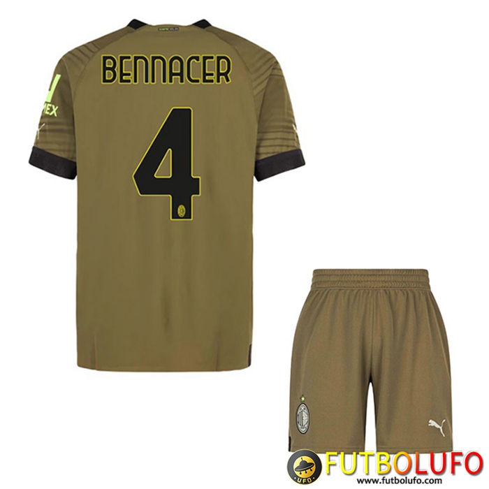 Camisetas De Futbol AC Milan (BENNACER #4) Ninos Tercera 2022/2023