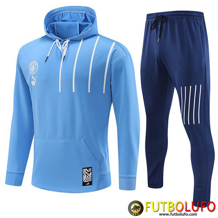 Rompevientos Chaqueta Con Capucha Manchester City Azul Claro 2022/2023