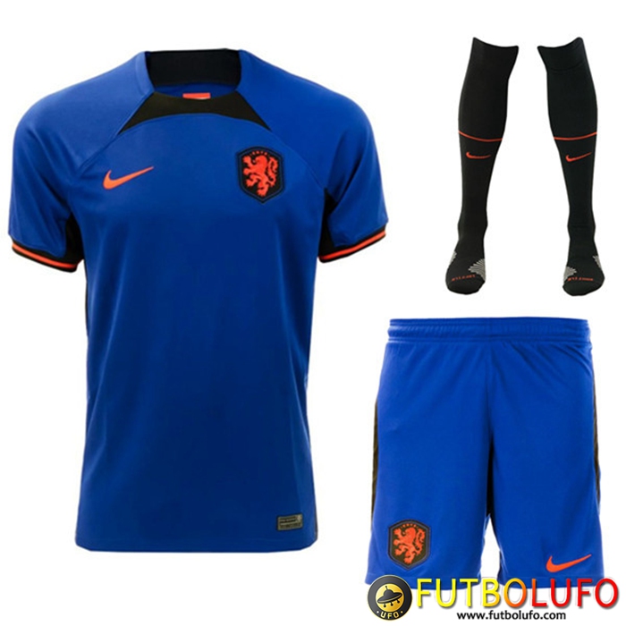 Camisetas Futbol Países Bajos Segunda (Cortos + Pantalones) Copa Del Mundo 2022