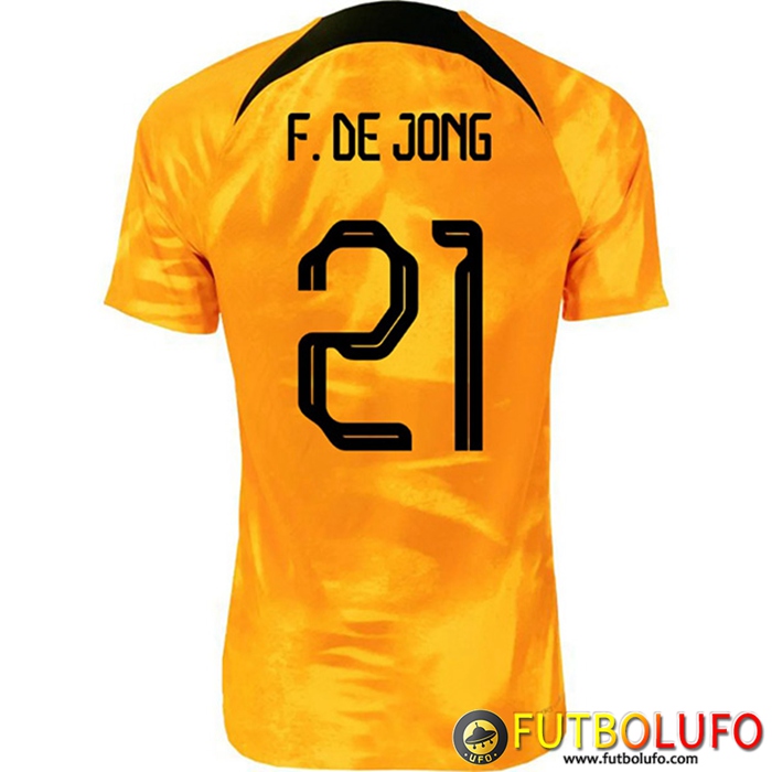 Camisetas De Futbol Países Bajos (F.DE JONG #21) Copa Del Mundo 2022 Primera