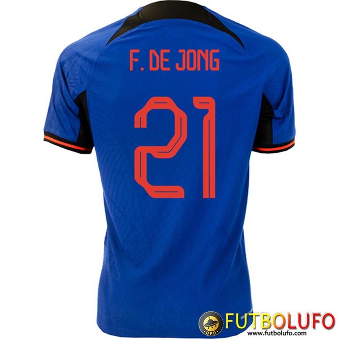 Camisetas De Futbol Países Bajos (F.DE JONG #21) Copa Del Mundo 2022 Segunda