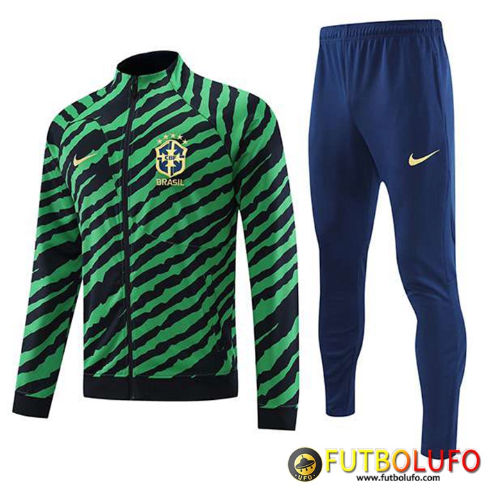 Chandal Equipos De Futbol - Chaqueta Brasil Verde/Negro 2022/2023