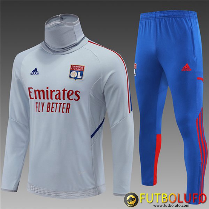 Chandal Equipos De Futbol lyon Ninos cuello alto Gris Claro 2022/2023