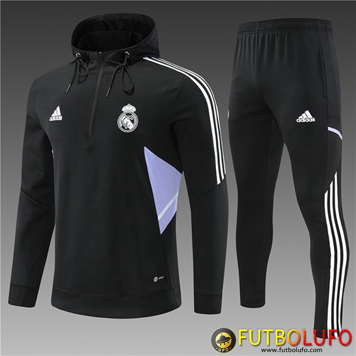 Chaqueta Con Capucha Chandal Real Madrid Ninos Negro 2022/2023