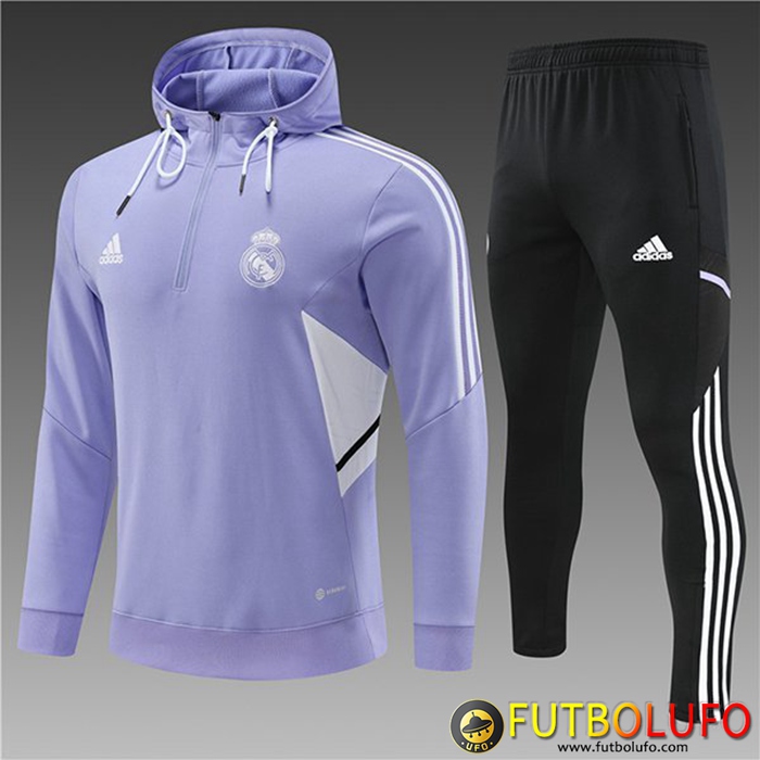 Chaqueta Con Capucha Chandal Real Madrid Ninos Violeta 2022/2023