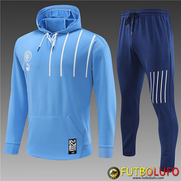 Chaqueta Con Capucha Chandal Manchester City Ninos Azul Claro 2022/2023