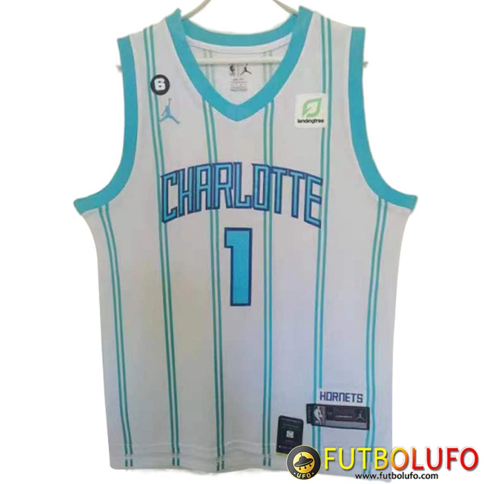 Camisetas Charlotte Hornets (BALL #1) 2022/23 Blanco/Azul