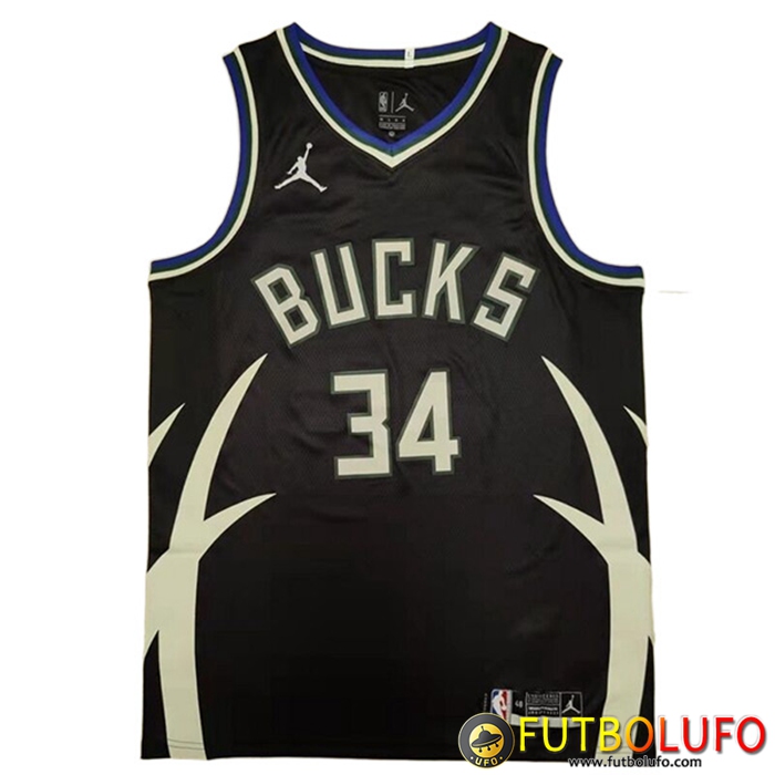 Camisetas Milwaukee Bucks (ANTETOKOUNMPO #34) 2022/23 Negro