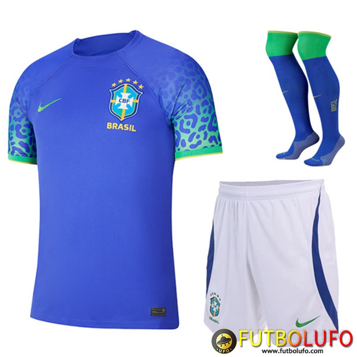 Ensemble Camisetas Brasil Segunda (Cortos + Calcetines) Copa Del Mundo 2022