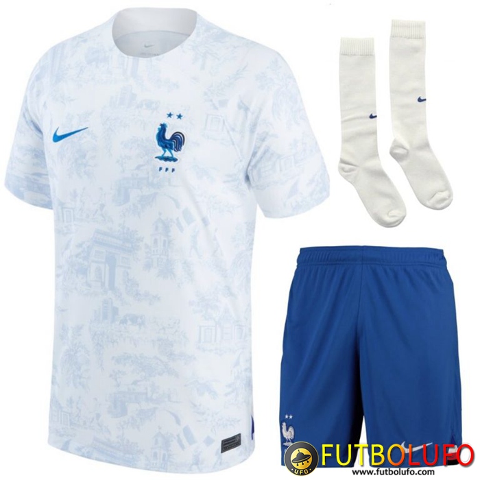 Ensemble Camisetas Francia Segunda (Cortos + Calcetines) Copa Del Mundo 2022