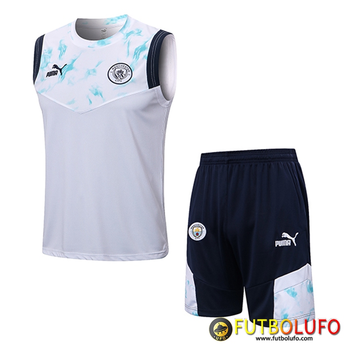 Camiseta Entrenamiento + Cortos Manchester City Blanco 2022/2023