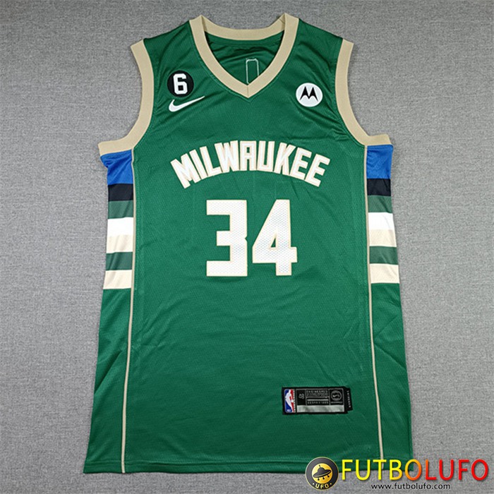 Camisetas Milwaukee Bucks (ANTETOKOUNMPO #34) 2022/23 Verde