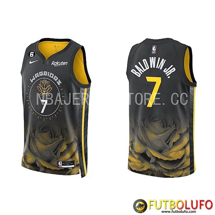 Camisetas Golden State Warriors (BALDWIN JR. #7) 2022/23 Negro/Amarillo