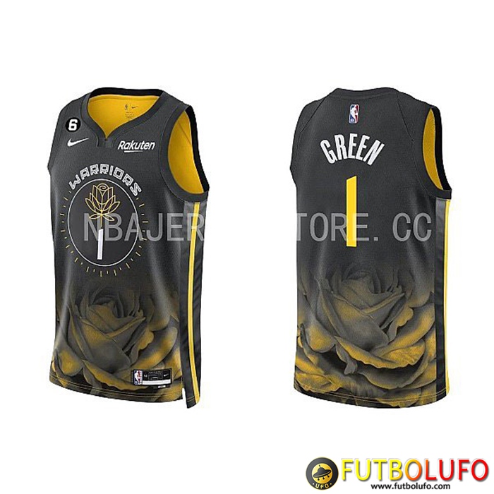 Camisetas Golden State Warriors (GREEN #1) 2022/23 Negro/Amarillo