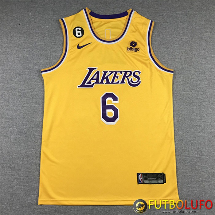 Camisetas Los Angeles Lakers (JAMES #6) 2022/23 Amarillo