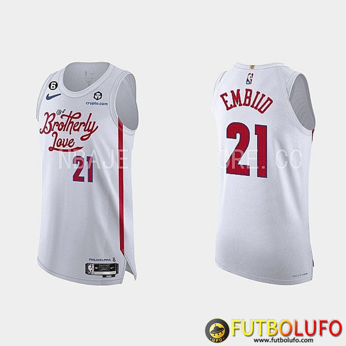 Camisetas Philadelphia 76ers (EMBIID #21) 2022/23 Blanco