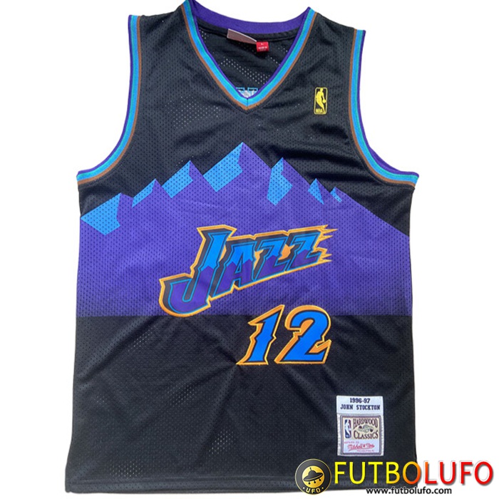 Camisetas Utah Jazz (STOCKTON #12) 2022/23 Negro/Violeta