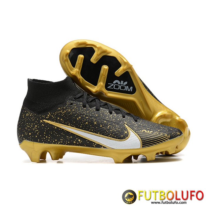 Nike Botas De Fútbol Air Zoom Mercurial High Gang Superfly IX Elite FG Negro/Dorado