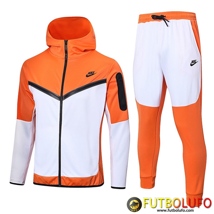Chaqueta Con Capucha Chandal Rompevientos NIKE Blanco/Naranja 2022/2023