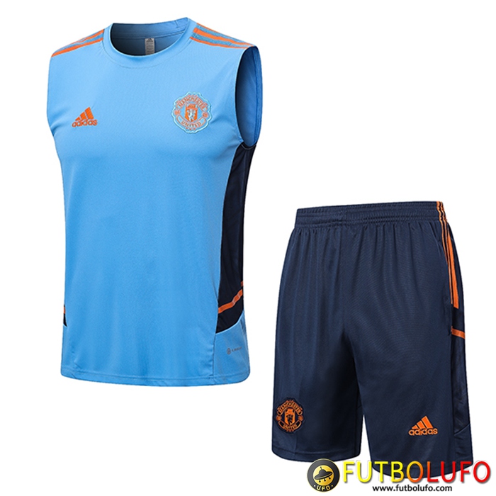 Camiseta Entrenamiento + Cortos Manchester United Azul Claro 2022/2023