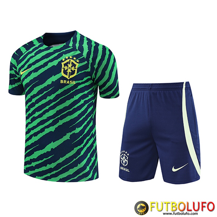 Camiseta Entrenamiento + Cortos Brasil Verde/Azul 2022/2023