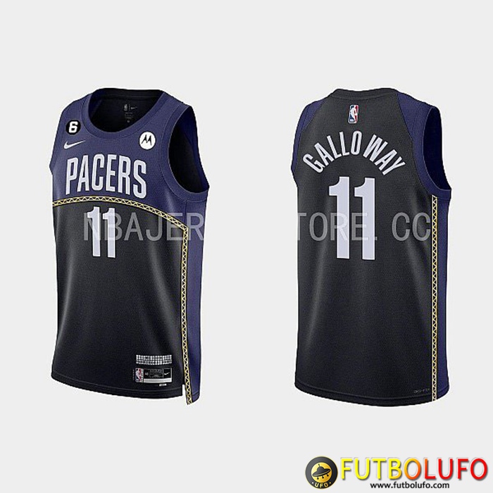 Camisetas Indiana Pacers (GALLOWAY #11) 2022/23 Negro/Azul