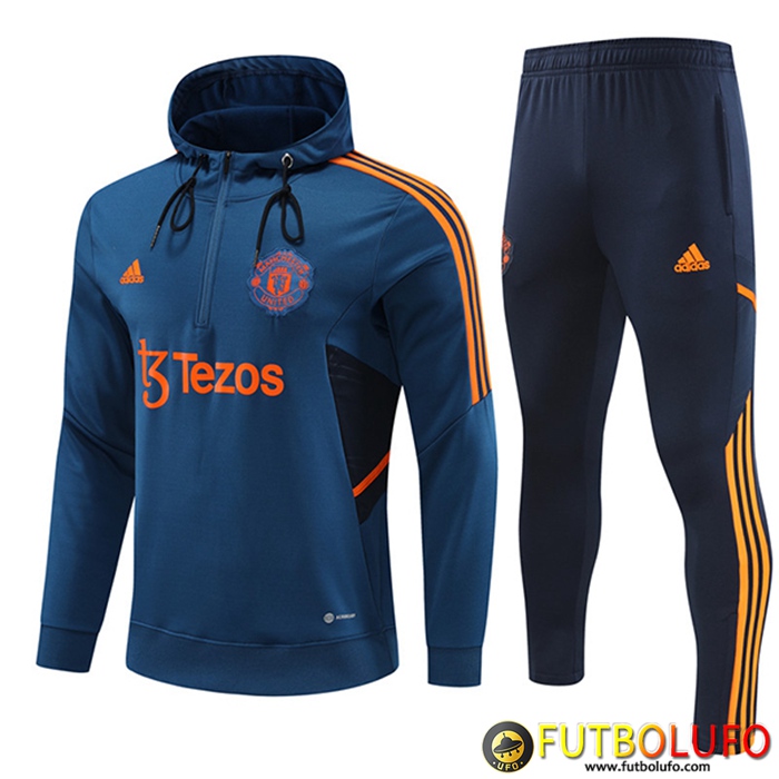 Rompevientos Chaqueta Con Capucha Chandal De Futbol Manchester United Azul 2022/2023