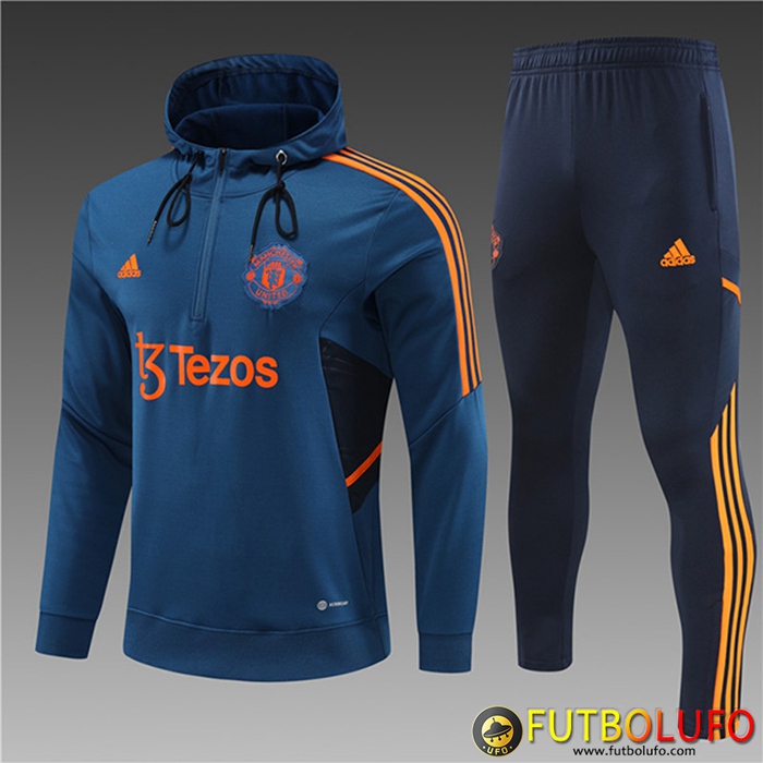 Chaqueta Con Capucha Chandal Real Manchester United Ninos Azul 2022/2023