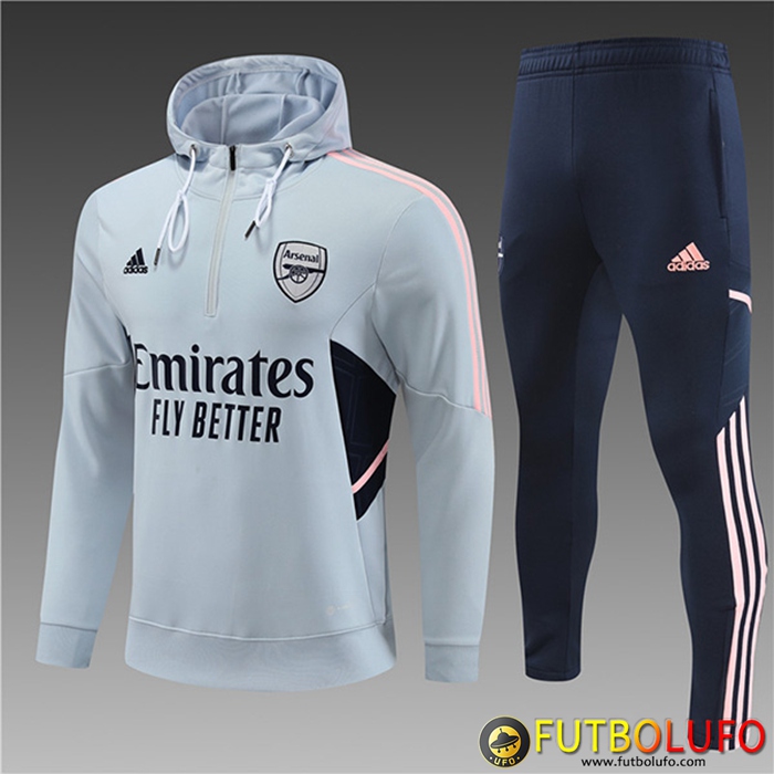 Chaqueta Con Capucha Chandal Arsenal Ninos Gris Claro 2022/2023