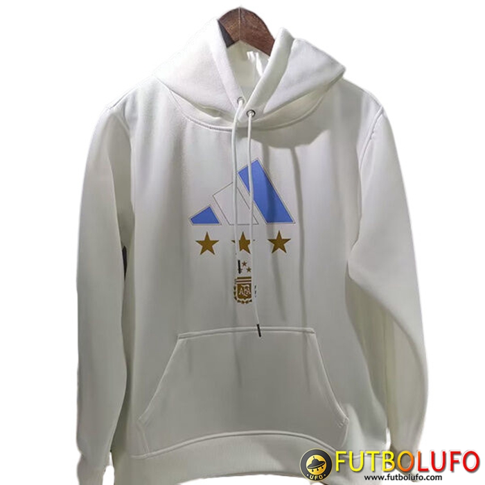 Sudadera De Entrenamiento Capucha Argentina 3 Stars (MESSI #10) Blanco 2022/2023