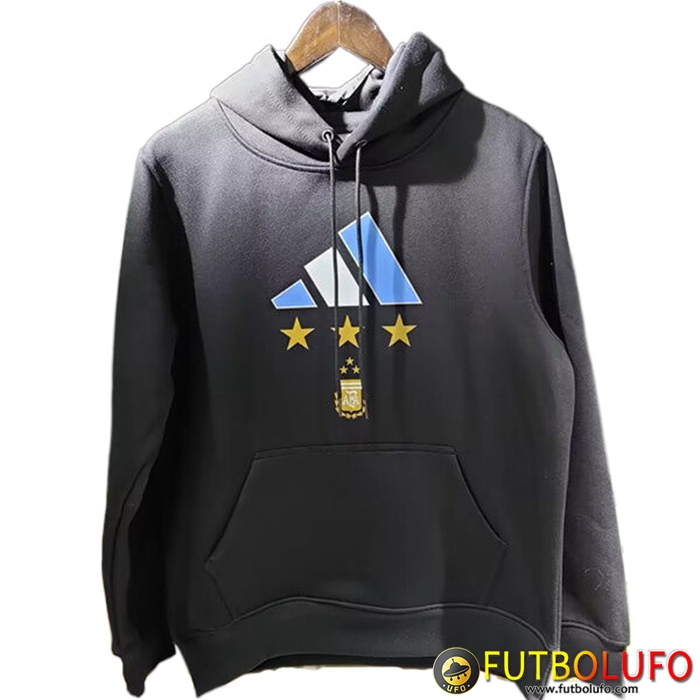 Sudadera De Entrenamiento Capucha Argentina 3 Stars (MESSI #10) Negro 2022/2023