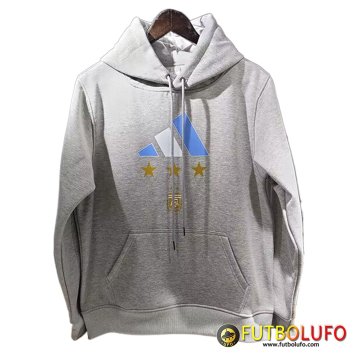 Sudadera De Entrenamiento Capucha Argentina 3 Stars (MESSI #10) Gris 2022/2023