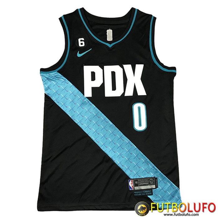 Camisetas Detroit Portland Trail Blazers (LILLARD #0) 2022/23 Negro