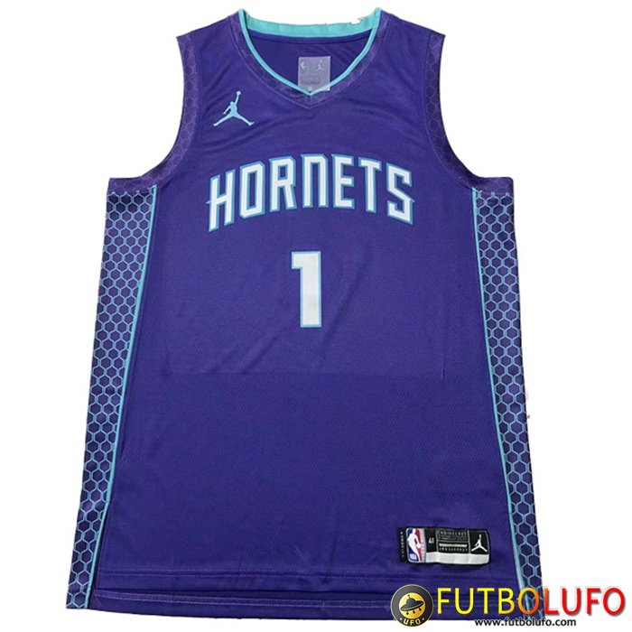 Camisetas Detroit Charlotte Hornets (BALL #1) 2022/23 Azul