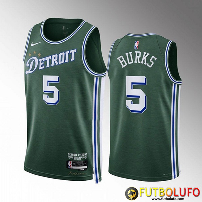 Camisetas Detroit Pistons (BURKS #5) 2022/23 Verde