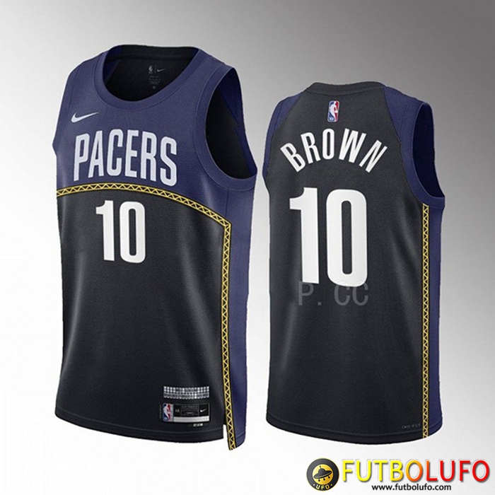 Camisetas Indiana Pacers (BROWN #10) 2022/23 Negro/Azul