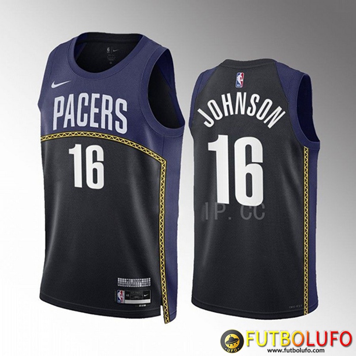 Camisetas Indiana Pacers (JOHNSON #16) 2022/23 Negro/Azul
