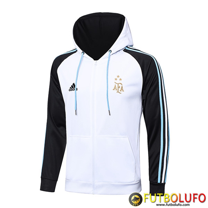 Chaqueta Con Capucha Argentina 3 Stars Blanco/Negro 2022/2023