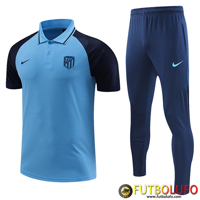 Camiseta Polo Atletico Madrid Azul Claro 2023/2023