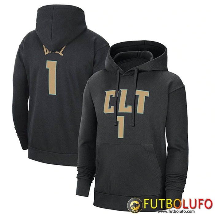 Sudadera De Entrenamiento Capucha Charlotte Hornets Negro 2023