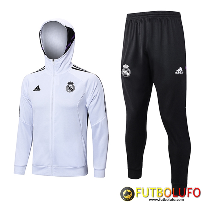 Chaqueta Con Capucha Chandal Rompevientos Chaqueta Real Madrid Blanco 2023/2023