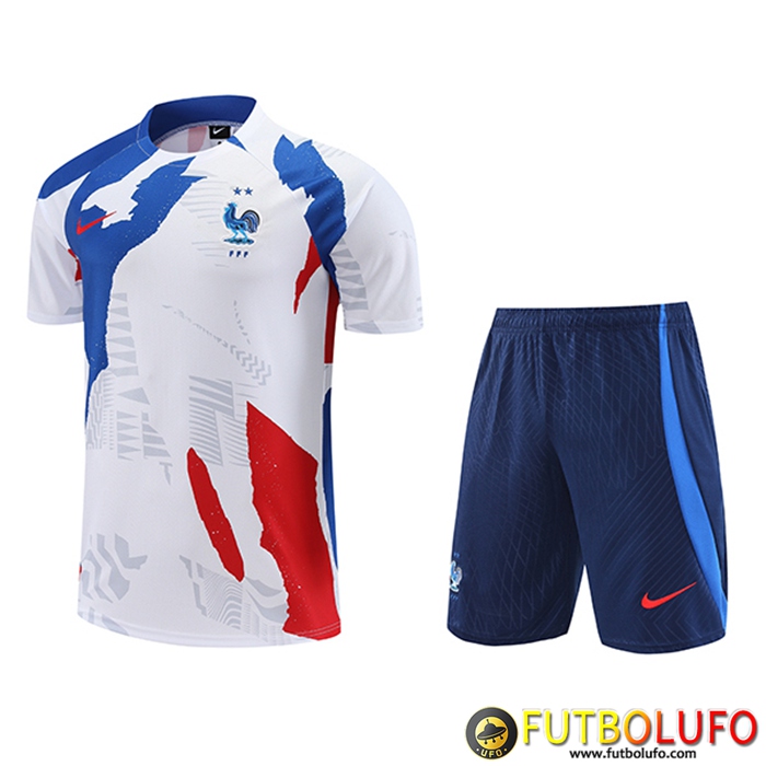 Camiseta Entrenamiento + Cortos Francia Blanco/Rojo/Azul 2023/2024