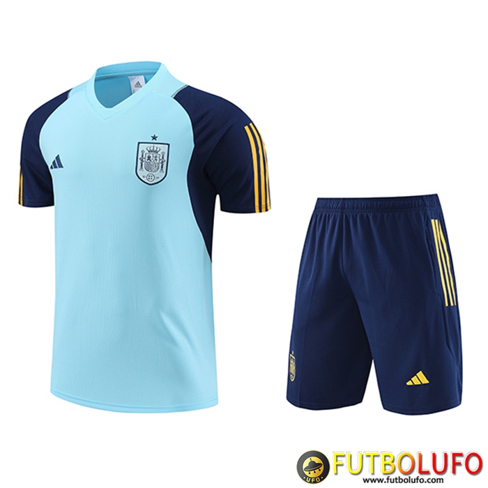 Camiseta Entrenamiento + Cortos España Azul Claro 2023/2024