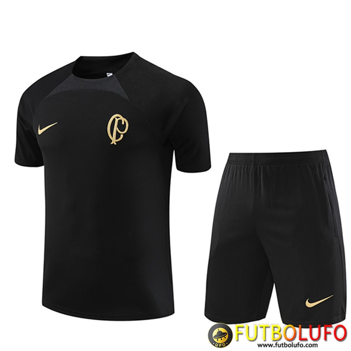 Camiseta Entrenamiento + Cortos Corinthians Negro 2023/2024